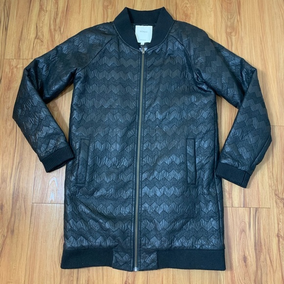 Anthropologie Nümph Black Quilted Chevron Winter Coat - Picture 5 of 12